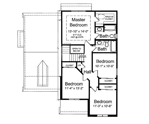 Traditional Floor Plan - Upper Floor Plan #46-422
