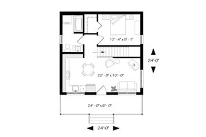 Floor Plan - Main Floor for Cottage House Plan #23-2300 - 1 bed, 1 bath