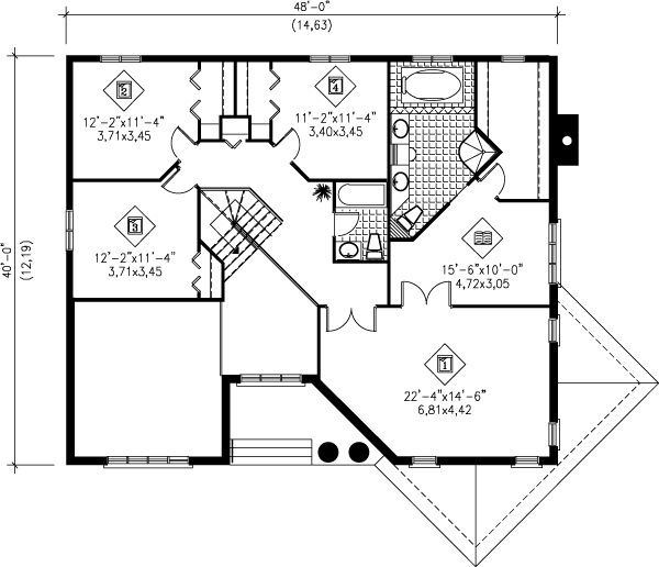 Traditional Floor Plan - Upper Floor Plan #25-2109