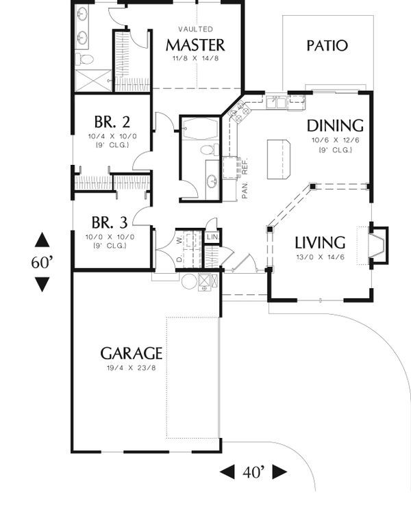House Blueprint - Cottage Floor Plan - Main Floor Plan #48-587