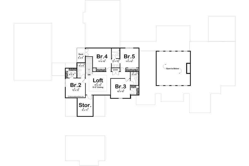 House Blueprint - Floor Plan - Upper Floor for Modern House Plan #455-464 - 5 bed, 4.5 bath