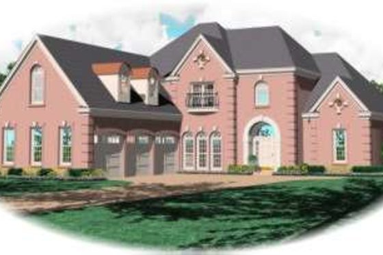 Exterior - Front Elevation for European House Plan #81-1178 - 3 bed, 4 bath