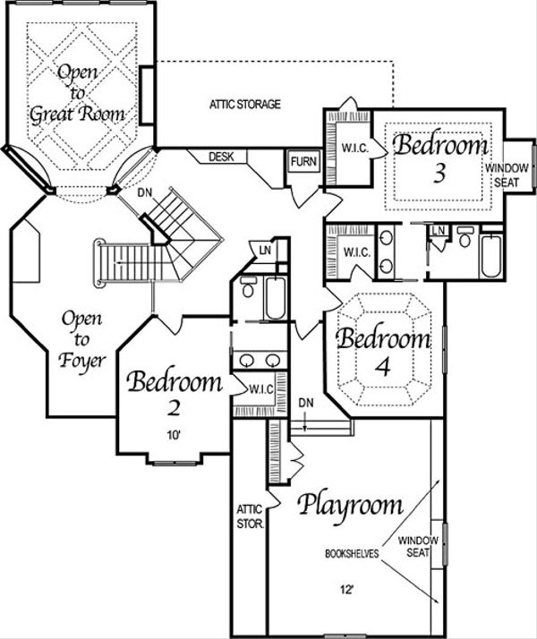 European Floor Plan - Upper Floor Plan #458-4