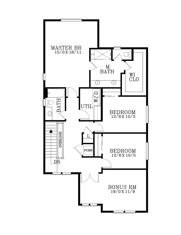 Craftsman Floor Plan - Upper Floor Plan #53-741