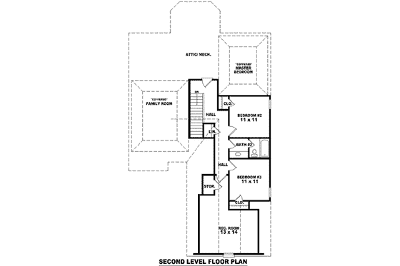 Floor Plan - Upper Floor for European House Plan #81-778 - 3 bed, 2.5 bath