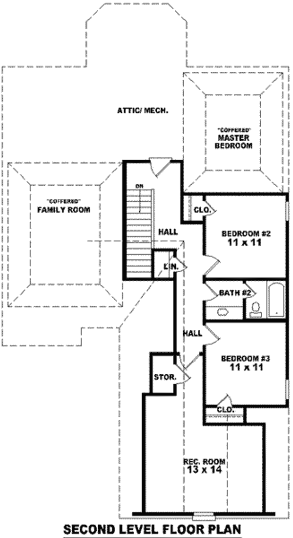 Floor Plan - Upper Floor for European House Plan #81-778 - 3 bed, 2.5 bath
