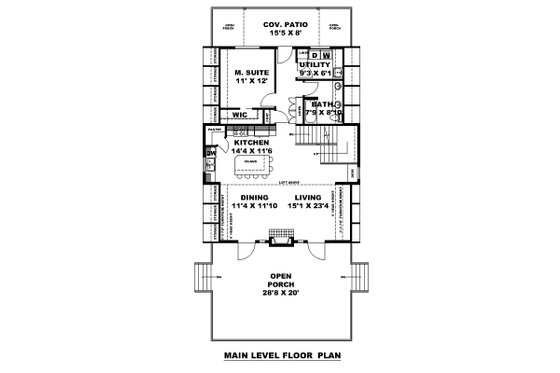 Floor Plan - Main Floor for Cabin House Plan #117-981 - 2 bed, 2 bath