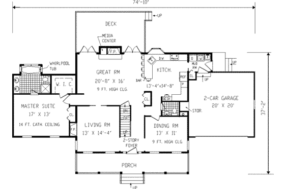 Floor Plan - Main Floor for Farmhouse House Plan #3-211 - 5 bed, 2.5 bath