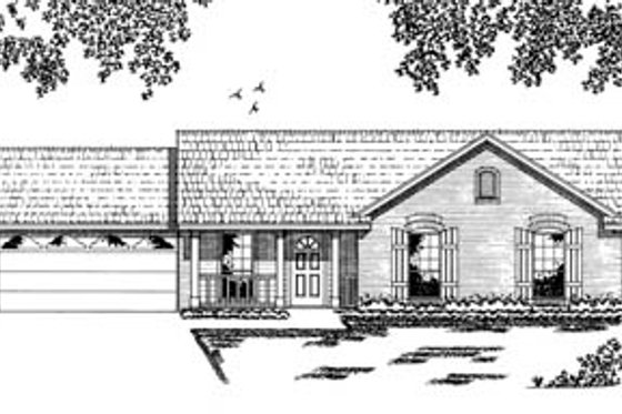 Exterior - Front Elevation for Ranch House Plan #42-101 - 3 bed, 1.5 bath
