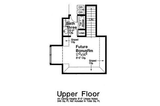 Floor Plan - Upper Floor for Craftsman House Plan #310-1320 - 3 bed, 3 bath
