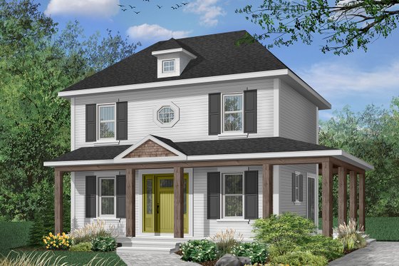 Exterior - Front Elevation 4 for Colonial House Plan #23-261 - 3 bed, 2 bath