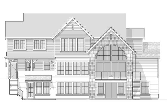Exterior - Rear Elevation 2 for European House Plan #1114-121 - 4 bed, 3 bath