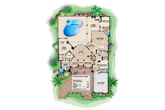 Floor Plan - Main Floor for Mediterranean House Plan #27-374 - 4 bed, 3 bath