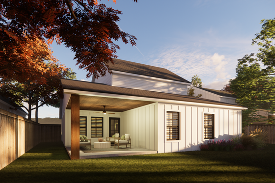 Exterior - Rear Elevation 1 for Farmhouse House Plan #1098-6 - 4 bed, 3 bath