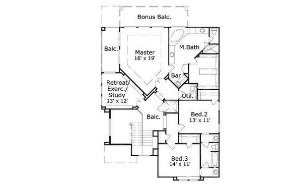 Floor Plan - Upper Floor House Plan #411-249 - 3 bed, 2 bath