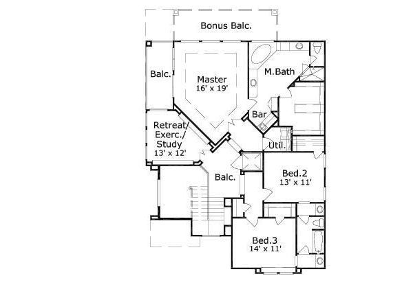 Floor Plan - Upper Floor Plan #411-249