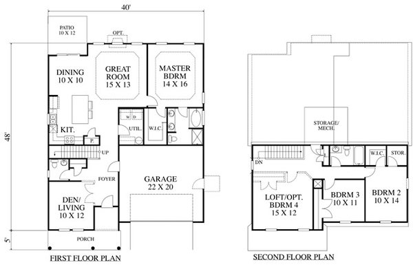 Architectural House Design - Colonial Floor Plan - Main Floor Plan #1053-86