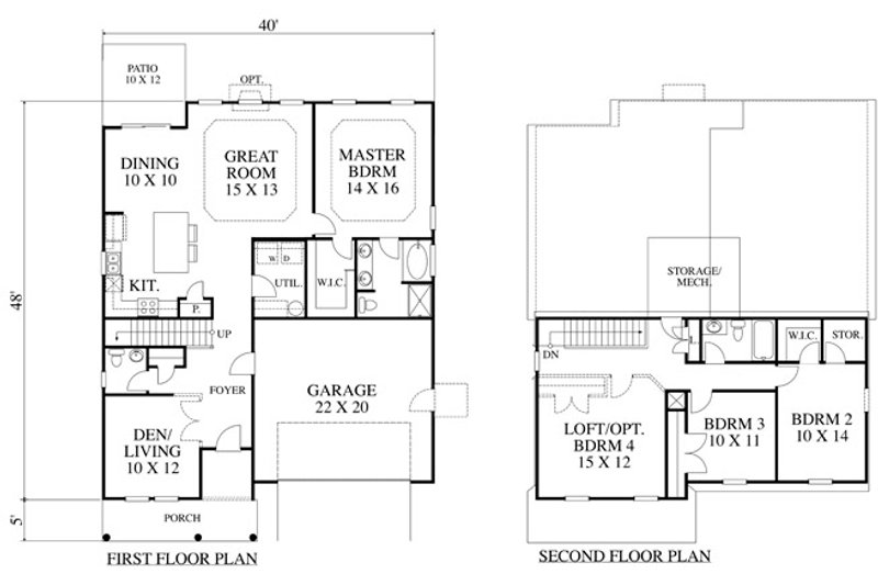 House Blueprint - Floor Plan - Main Floor for Colonial House Plan #1053-86 - 4 bed, 2.5 bath