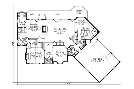 Floor Plan - Main Floor for European House Plan #52-217 - 3 bed, 4 bath