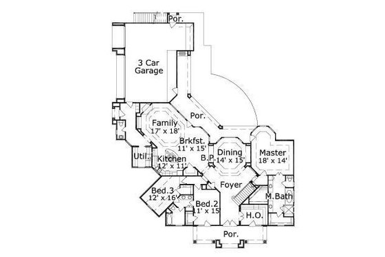 Floor Plan - Main Floor for Traditional House Plan #411-726 - 4 bed, 3.5 bath