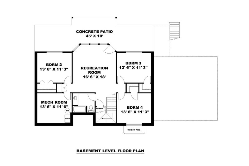 House Design - Floor Plan - Lower Floor for Craftsman House Plan #117-1117 - 4 bed, 2.5 bath