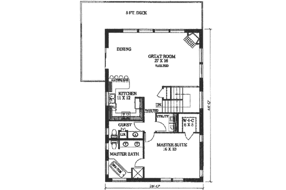 Floor Plan - Main Floor for Modern House Plan #117-129 - 3 bed, 3 bath
