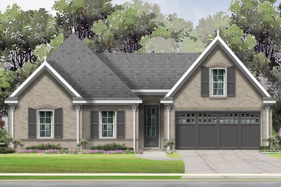 Exterior - Front Elevation for European House Plan #424-408 - 3 bed, 3 bath