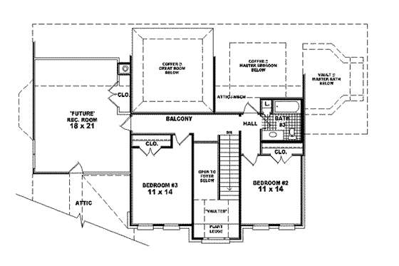 Floor Plan - Upper Floor for Classical House Plan #81-580 - 3 bed, 3 bath