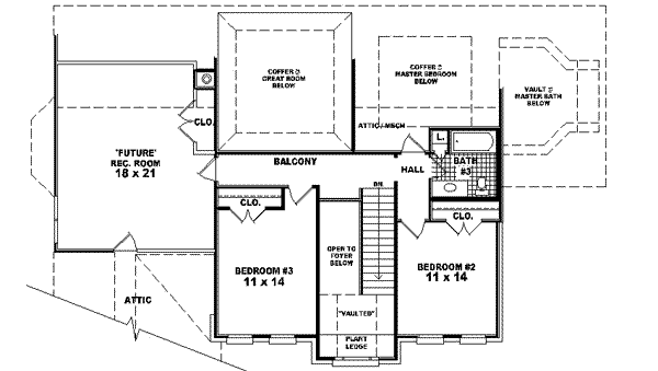 Classical Floor Plan - Upper Floor Plan #81-580