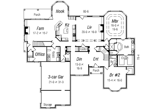 Floor Plan - Main Floor for European House Plan #329-322 - 5 bed, 4.5 bath