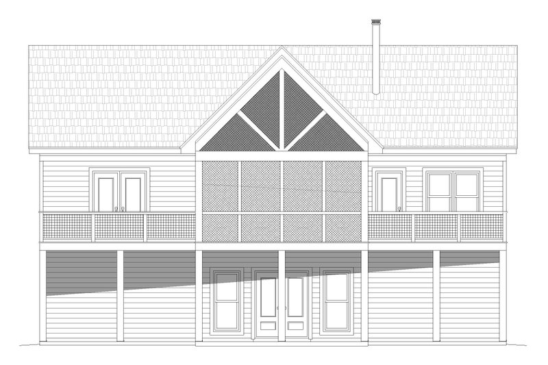House Blueprint - Exterior - Rear Elevation 1 for Country House Plan #932-55 - 2 bed, 2 bath