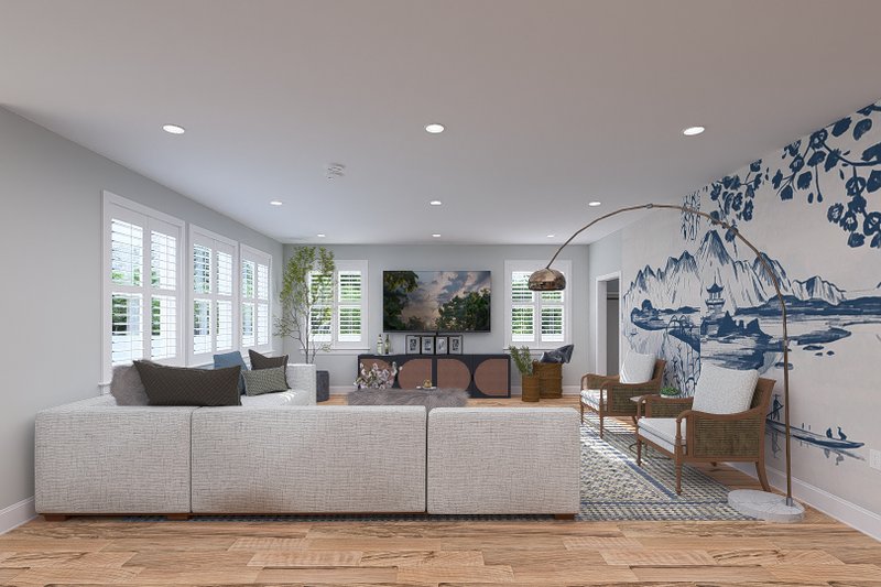 Architectural House Design - Interior - Family Room 1 for Farmhouse House Plan #1060-245 - 3 bed, 2.5 bath
