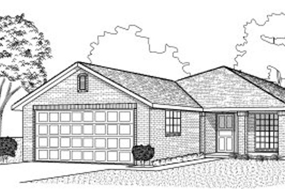 Exterior - Front Elevation for Ranch House Plan #65-468 - 2 bed, 2 bath