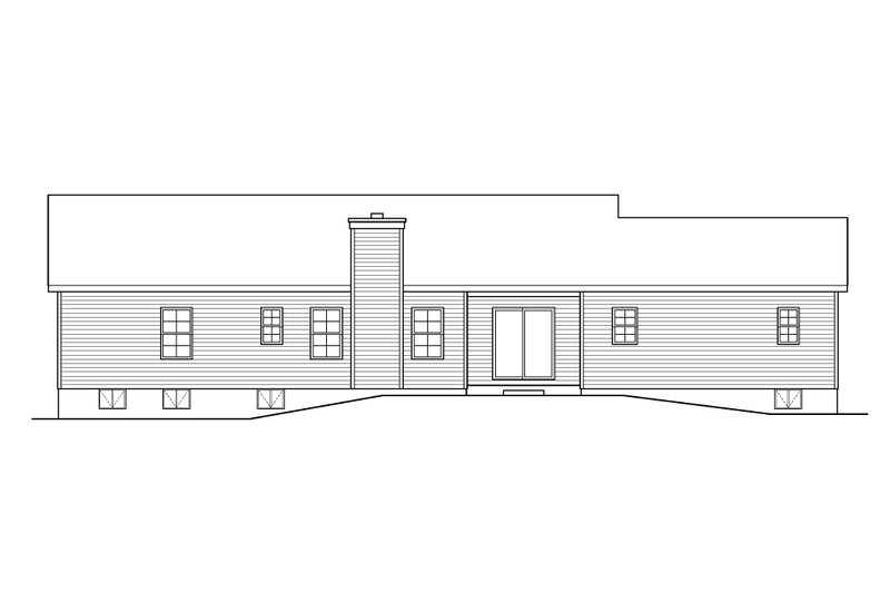 House Design - Exterior - Rear Elevation for Ranch House Plan #22-649 - 4 bed, 3 bath