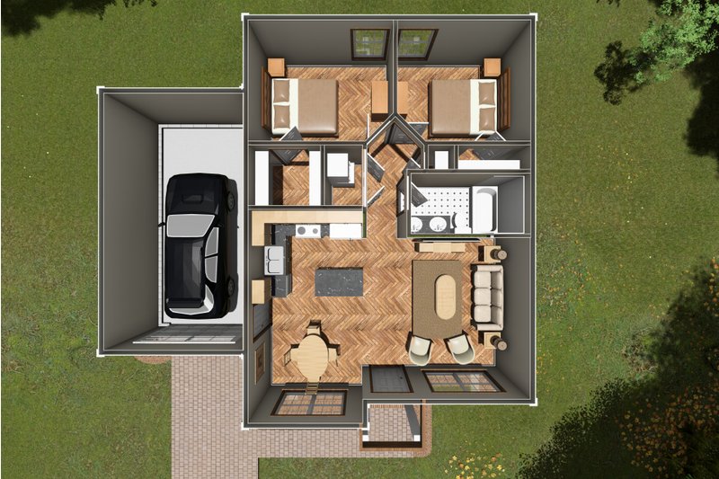 Dream House Plan - Floor Plan - Main Floor 1 for Cottage House Plan #513-2200 - 2 bed, 1 bath