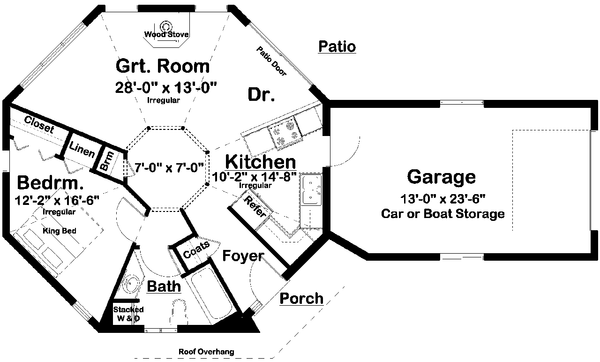 Dream House Plan - Floor Plan - Main Floor for Cottage House Plan #126-312 - 1 bed, 1 bath