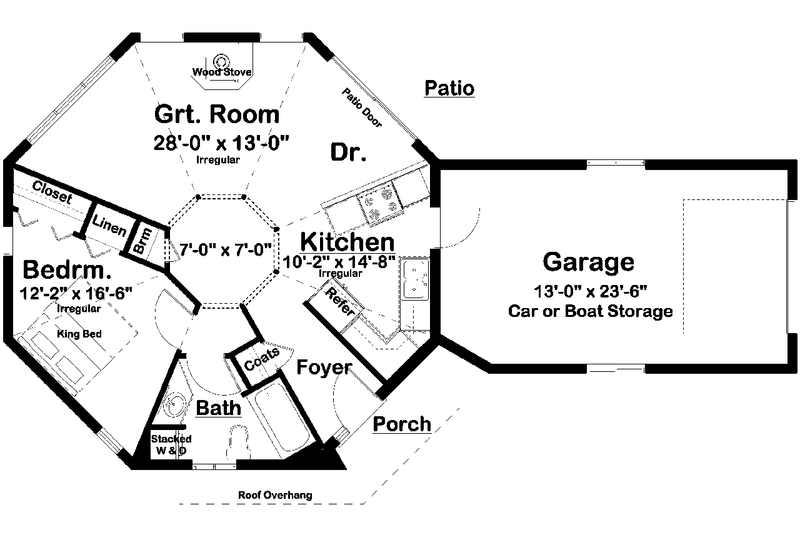 Dream House Plan - Floor Plan - Main Floor for Cottage House Plan #126-312 - 1 bed, 1 bath