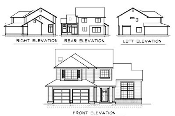 Exterior - Rear Elevation for Traditional House Plan #100-448 - 3 bed, 2.5 bath