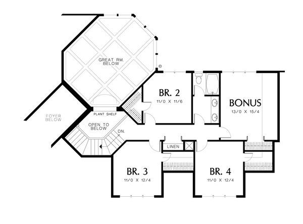 Dream House Plan - Contemporary Floor Plan - Upper Floor Plan #48-346