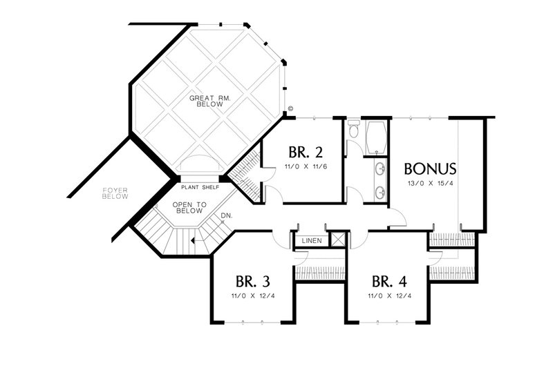 Home Plan - Floor Plan - Upper Floor for Contemporary House Plan #48-346 - 4 bed, 2.5 bath