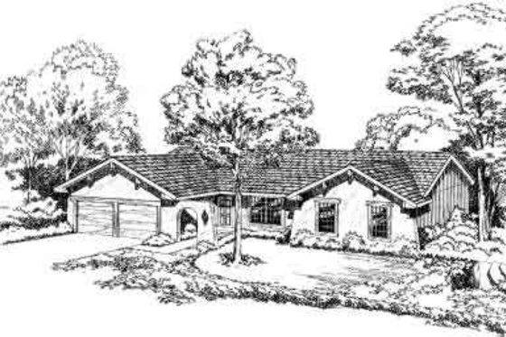 Exterior - Front Elevation for Mediterranean House Plan #312-186 - 3 bed, 2 bath