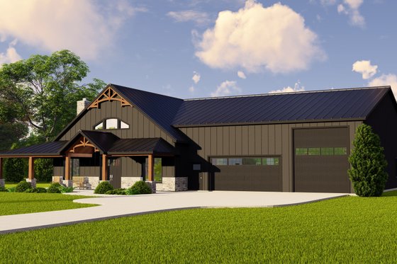 Exterior - Front Elevation for Barndominium House Plan #1064-204 - 3 bed, 2.5 bath