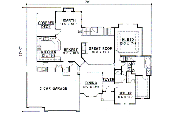 Floor Plan - Main Floor for European House Plan #67-256 - 4 bed, 4 bath