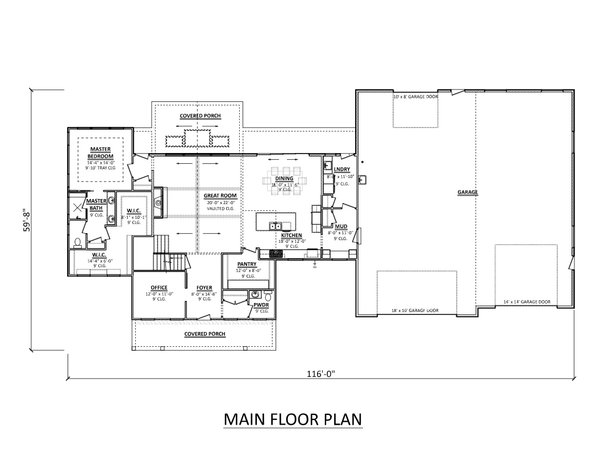 House Design - Floor Plan - Main Floor for Farmhouse House Plan #1089-42 - 3 bed, 2.5 bath