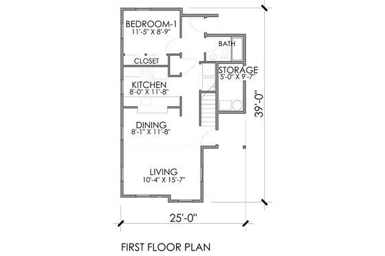 Floor Plan - Main Floor for Craftsman House Plan #518-7 - 3 bed, 2 bath