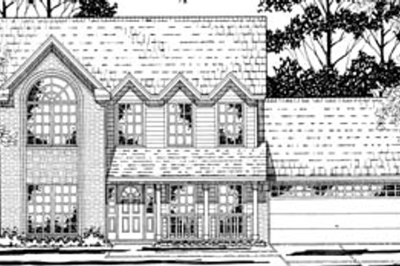 Exterior - Front Elevation for Traditional House Plan #42-211 - 3 bed, 2.5 bath