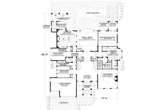 Floor Plan - Main Floor for Mediterranean House Plan #420-182 - 5 bed, 6.5 bath