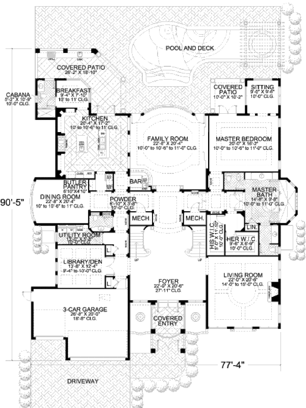 Mediterranean Floor Plan - Main Floor Plan #420-182