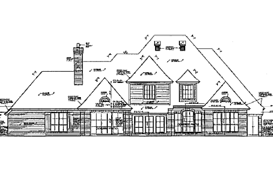 Exterior - Rear Elevation for European House Plan #310-340 - 5 bed, 4.5 bath