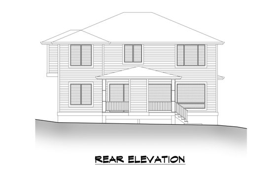 Exterior - Rear Elevation 1 for Contemporary House Plan #1066-130 - 4 bed, 3 bath